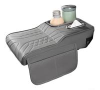 Bracciolo imbottito per auto con regolazione in altezza, portabicchieri, fessura per fazzoletti e doppie tasche laterali per l'uso quotidiano (grigio)