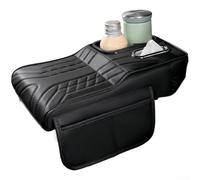 Bracciolo imbottito per auto con regolazione in altezza, portabicchieri, fessura per fazzoletti e doppie tasche laterali per uso quotidiano (nero)