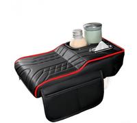 Bracciolo imbottito per auto con regolazione in altezza, portabicchieri, fessura per fazzoletti e doppie tasche laterali per l'uso quotidiano (nero + rosso)