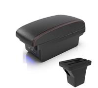 Bracciolo Per Auto Consolle Centrale Modifica Aggiornamento Doppio Strato In Plastica ABS Per Chevy Per Aveo(B1 Black red)