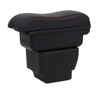 Bracciolo per Auto per Mazda 2Demio 2006-2019 Console Centrale A Doppio Strato Ampio Vano Portaoggetti con 3 Porte di Ricarica USB Nero con Cuciture Rosse.