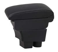 Bracciolo per Auto per Skoda Fabia 2 2008-2013 Console Centrale A Doppio Strato Ampio Vano Portaoggetti con 3 Porte di Ricarica USB Nero con Cuciture Rosse.