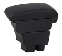 Bracciolo per Auto per Skoda Fabia 2 2008-2013 Console Centrale A Doppio Strato Ampio Vano Portaoggetti con 3 Porte di Ricarica USB Nero con Cuciture Rosse.