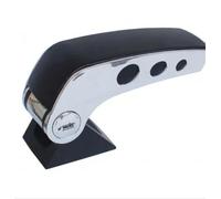 Bracciolo portaoggetti auto universale pelle liscia nera e inserti cromati Hole