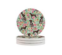 Bracco tedesco a pelo corto e floreale Bellissimo sottobicchiere in quattro pezzi resistente al calore riutilizzabile piattini per bevande bicchieri da vino piante tazze tazze