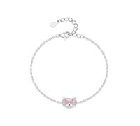 Bracelet - Bracciale da donna dell'amicizia semplice, 4 strati, ovale, 0,5 carati di morganite e moissanite rotonda, 19+3CM, Oro bianco 14 car, Morganite