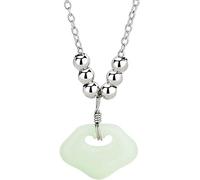 Bracelet Natural Hetian Jade Harmony Lock Sterling Silver Pendant Necklace Auspicious Feng Shui Wealth Spiritual Amulet Chakra Against Evil Pendant Lucky Gift for Women Kids,1