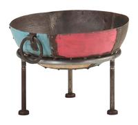 Braciere Ø 40 cm in ferro colorato rustico con caldaia profonda e maniglie per il trasporto, per giardino, terrazza, calore e fiamme accoglienti durante il riscaldamento all'aperto