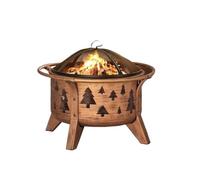 Braciere, 30 pollici Braciere a Legna for Esterni, braciere in Acciaio Rotondo con Motivo ad Albero nel Patio for Parascintille e Attizzatoio per patio, cortile