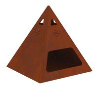 Braciere a forma di piramide in acciaio resistente alle intemperie, 50 x 50 x 51 cm, braciere per giardino e terrazza, robusto braciere a legna con resistenza al calore