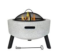Braciere a legna per cortile, patio, giardino, camino, cemento, rotondo e a legna, braciere 3 in 1, per falò, barbecue in natura, per campeggio, bianco (bianco)