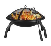 Braciere, Braciere pieghevole in ferro rotondo nero per patio, cortile