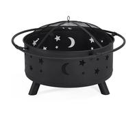Braciere, Braciere rotondo in metallo da 76,2 cm con motivo stelle e lune, nero per patio, cortile