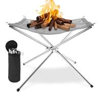 Braciere Campeggio Portatile 42cm con Borsa Trasporto, Pozzo Fuoco Rete Acciaio Inossidabile 304 Pieghevole, Camino Aperto Esterno Piccolo, Accessori Picnic per Cortile, Giardino, Patio, Falò