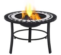 Braciere Ceramica Nero Bianco 68 cm con Base Tre Gambe