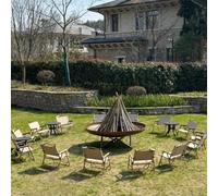 Braciere con supporto portatile, bracieri a legna, braciere rotondo in acciaio, stufa da giardino, camino da giardino per campeggio, riscaldamento all'aperto, falò e picnic(B,80CM/31.5IN)