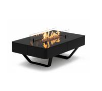 Braciere da esterno 2 in uno e tavolino da caffè in acciaio e vetro temperato - RIO FIRE - Dimensioni 106x66 x h35 cm peso 18 kg Fino a 8 kW - Alimentato a GPL - con ripiani in vetro antimacchia nero