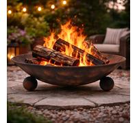 Braciere da Esterno Giardino Terrazzo Cestino in Ferro per Legna Ciotola per Fuoco Braciere Rotondo Diametro 57 cm Altezza 16 cm Mod. Sid