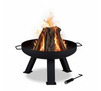 Relaxdays Braciere da Giardino, Caminetto con 60 cm Diametro, Camino da Esterno per Terrazza, Rotondo in Acciaio, Nero