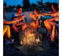 Braciere da Giardino a Legna Portatile con Attizzatoio 45x45x43cm Nero