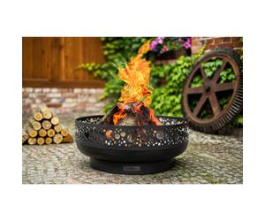 Braciere da Giardino BOSTON in Acciaio Naturale - Diametro 80cm, Altezza 33cm, Spessore 2mm - Artigianale di Alta Qualità, Fabbricato in Europa