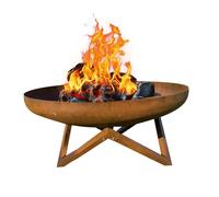 Braciere da Giardino, Bracere da Giardino Esterno, Corpo Vasca in Acciaio Corten Ispessito for Barbecue a Falò a Pellet sul Patio, Giardino, Picnic in Cortile, 5-7 Persone