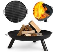 Berdsen Braciere con griglia da 60 cm, braciere da giardino, antiruggine, in acciaio verniciato a polvere, colore nero