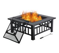Braciere da Giardino Tavolo da fuoco 32" for esterni, braciere quadrato esterno a legna con parascintille, attizzatoio for campeggio, cortile, patio