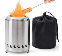 Braciere da tavolo, in acciaio inox 304, portatile, senza fumo, con supporto, per esterni e patio, a legna/pellet, alimentato a pellet, per urbani e periferie, con borsa da viaggio