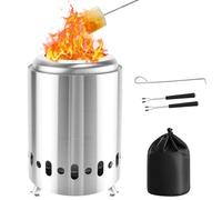 Braciere da tavolo senza fumo con supporto, portatile, con borsa per il trasporto, forchetta, gancio, braciere in acciaio inox, 14 x 17,8 cm, piccolo braciere per esterni, giardino, campeggio