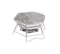 Braciere esagonale in acciaio inox per esterni, pieghevole, per stufe da campeggio, perfetto per la casa e il campeggio