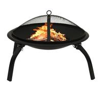 Braciere Firepit 2 in 1 con braciere e griglia con gancio per grembiule 56 x 56 x 49 cm, in acciaio, per il giardino, il riscaldamento, la terrazza, il campeggio, facile da usare