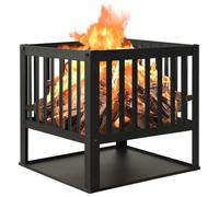 Braciere in acciaio, 40 x 40 x 40 cm, con ripiano per legna da ardere, braciere decorativo per giardino e terrazza, grande ciotola profonda per ore di fuoco, utilizzabile anche come barbecue