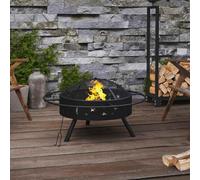 Braciere in acciaio, 70 cm, XXL, con attizzatoio e protezione dalle scintille, per giardino, terrazza, esterni, robusto braciere per calore e atmosfera accogliente, con pratico anello per il trasporto