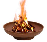 Braciere in acciaio diametro 57 cm, braciere rustico per giardino e terrazza, fonte di calore decorativa con grande ciotola per fuoco a legna e griglia