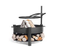 Braciere Multifunzionale MONTANA x 80 cm in Acciaio Naturale con Griglia Girevole 60cm e Regolazione Altezza - Alta Qualità Europea