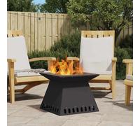 vidaxl Braciere da esterno, quadrato, in acciaio nero opaco, in metallo laminato a freddo, antiruggine, versatile per patio, giardino, terrazza, balcone