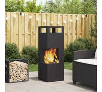 vidaXL Focolare Nero 35 x 35 x 100 cm Acciaio, Focolare da Esterno, Design Moderno, Rettangolare e Portatile, Finitura Opaca, Anti-ruggine, Resistente al Calore, Perfetto per RI