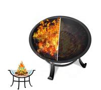 Braciere portatile a legna e carbone con copertura in rete, braciere per barbecue da esterno, per giardino, patio, campeggio, camino riscaldante da interno per cucinare e feste in sicurezza A