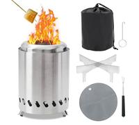 Braciere portatile da tavolo, in acciaio inox, senza fumo, con borsa da viaggio, piccolo braciere per campeggio, esterni e patio, alimentato a legna/pellet