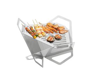 Braciere portatile pieghevole, scaldavivande portatile con decorazione dal design , per famiglia, amici, avventurieri, giardino, esterni, cortile e riunioni con grigliate