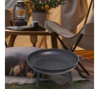 Braciere rotondo con parascintille, supporto per falò per barbecue, pentole