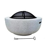 Braciere rotondo in calcestruzzo e legna da giardino 3 in 1 per barbecue falò con griglia per campeggio, riscaldamento, falò e picnic