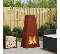 vidaXL Focolare Marrone 50 x 35 x 100 cm, Camino Moderno a Cono, Resistente agli Agenti atmosferici, Stufa da Giardino e terrazzo per Bruciare Legna