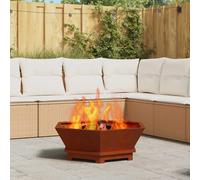 vidaXL Focolare Marrone 75 x 75 x 28 cm, Giardino e Terrazza, Braciere Moderno, Cottura All'aperto a Legna, Grill Portatile e Stile Nel Giardino
