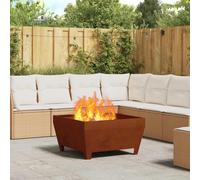 vidaXL Braciere rustico in acciaio corten, 80 x 43 cm, riscaldamento a legna per esterni, durevole e resistente alla ruggine, perfetto per balconi, riunioni, quadrato, resistente alle intemperie