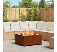 vidaXL Focolare Marrone 80 x 80 x 40 cm, Focolare Industriale da Esterno, Quadrato e Portatile, Resistente alla ruggine, Ideale per Giardini e Terrazzi