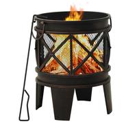 VidaXL Braciere Rustico con Attizzatoio 42x54cm Acciaio