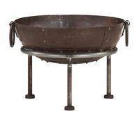Braciere rustico in ferro, diametro 40 cm, braciere marrone con manici, ideale per giardino, terrazza, calore e fiamma suggestiva durante il riscaldamento e la decorazione