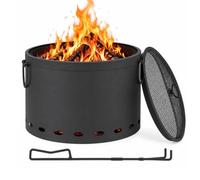 Braciere Senza Fumo, Braciere Da Esterno Per Giardino Campeggio Calore | Braciere Portatile, Braciere In Acciaio Al Carbonio Con Parascintille E Attizzatoio Per Legna Carbone Pellet